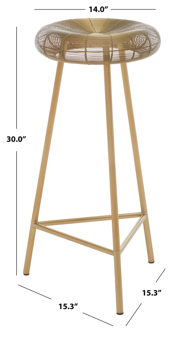 Safavieh Addison Luxe Wire-Weaved Bar Stool – Modern Gold Finish For Upscale Dining & Entertaining Spaces FOX4516A