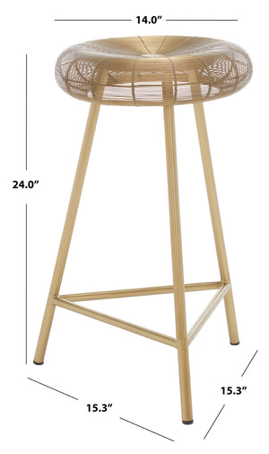 Safavieh Addison Wire-Weaved Counter Stool – Chic Gold Finish, Ergonomic Comfort For Modern Dining Spaces FOX4517A