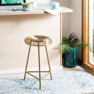 Safavieh Addison Wire-Weaved Counter Stool – Chic Gold Finish, Ergonomic Comfort For Modern Dining Spaces FOX4517A