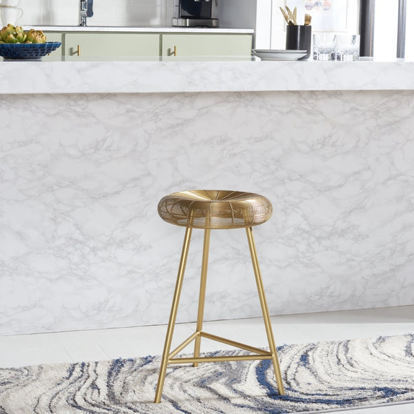 Safavieh Addison Wire-Weaved Counter Stool – Chic Gold Finish, Ergonomic Comfort For Modern Dining Spaces FOX4517A