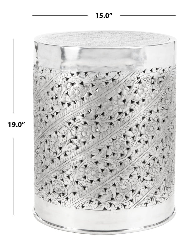 Safavieh Adrien Contemporary Silver End Table With Intricate Pattern - Stylish Accent For Any Space FOX4518A