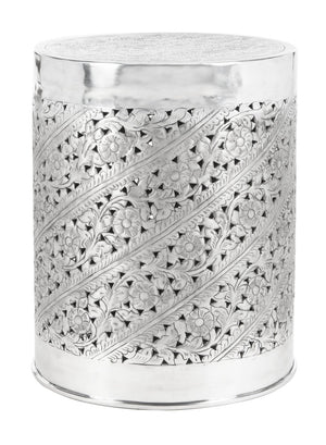 Safavieh Adrien Contemporary Silver End Table With Intricate Pattern - Stylish Accent For Any Space FOX4518A
