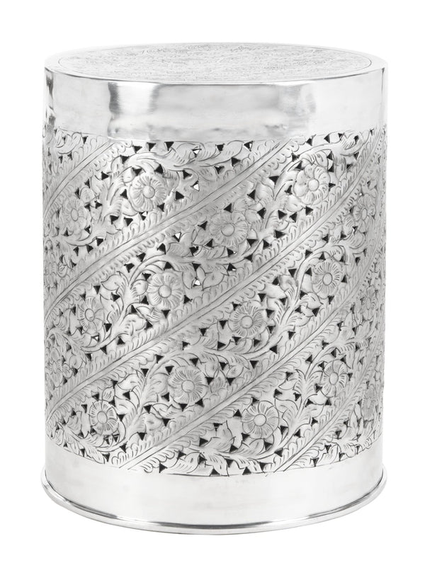 Safavieh Adrien Contemporary Silver End Table With Intricate Pattern - Stylish Accent For Any Space FOX4518A