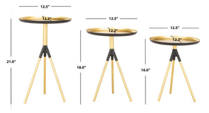 Safavieh Talon Metal Side Table Set Of 3 – Retro-Inspired Design With Gold & Black Finish For Stylish Versatility FOX4523A