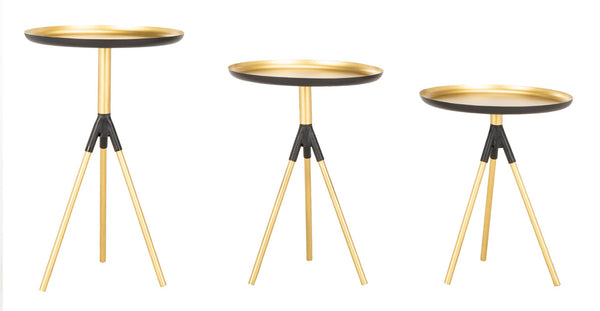Safavieh Talon Metal Side Table Set Of 3 – Retro-Inspired Design With Gold & Black Finish For Stylish Versatility FOX4523A