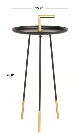 Safavieh Delia Mid-Century Modern Side Table With Gold Accents & Integrated Handle For Easy Portability FOX4524A