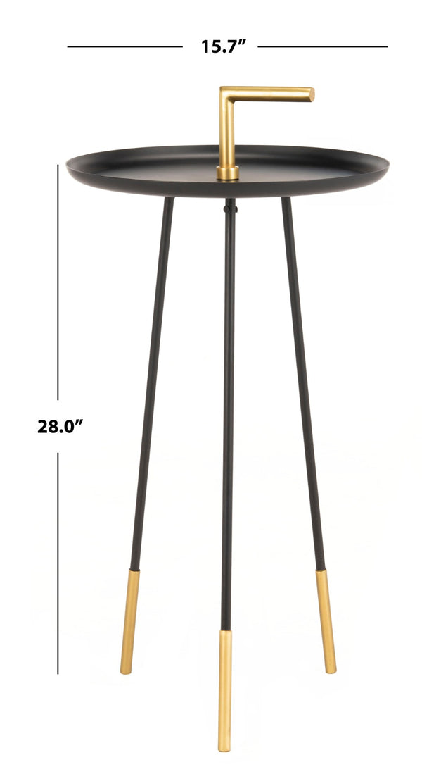 Safavieh Delia Mid-Century Modern Side Table With Gold Accents & Integrated Handle For Easy Portability FOX4524A