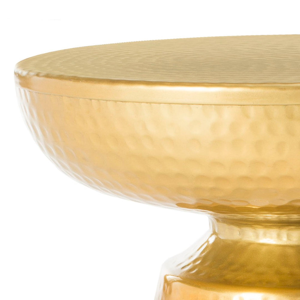 Safavieh Dov Contemporary Drum Side Table In Luxe Gold Finish - Elegant Accent For Modern Living Spaces FOX4526A