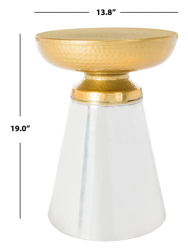 Safavieh Dov Contemporary Drum Side Table In Luxe Gold Finish - Elegant Accent For Modern Living Spaces FOX4526A