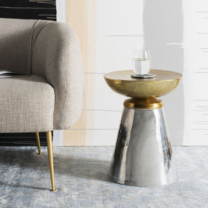 Safavieh Dov Contemporary Drum Side Table In Luxe Gold Finish - Elegant Accent For Modern Living Spaces FOX4526A