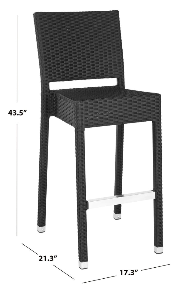 Safavieh Bethel Versatile Indoor Outdoor Bar Stool With Ergonomic Design For Comfort And Easy Maintenance Black FOX5201A