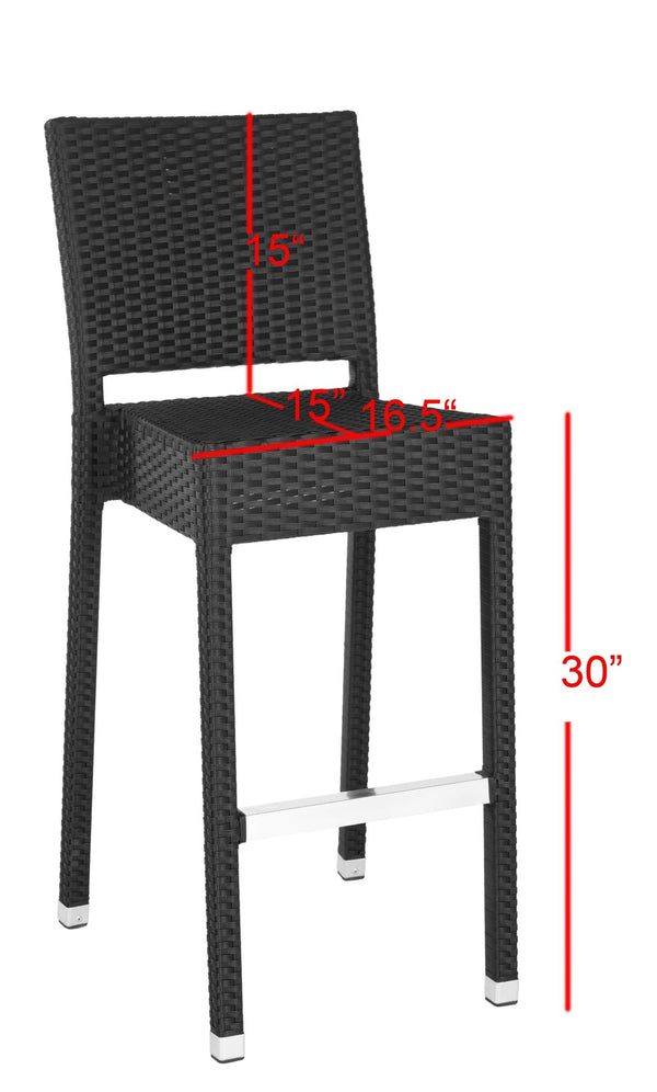 Safavieh Bethel Versatile Indoor Outdoor Bar Stool With Ergonomic Design For Comfort And Easy Maintenance Black FOX5201A
