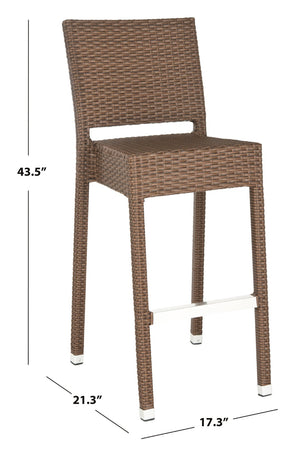 Safavieh Bethel Versatile Indoor Outdoor Bar Stool With Ergonomic Design For Comfort And Easy Maintenance Brown FOX5201B