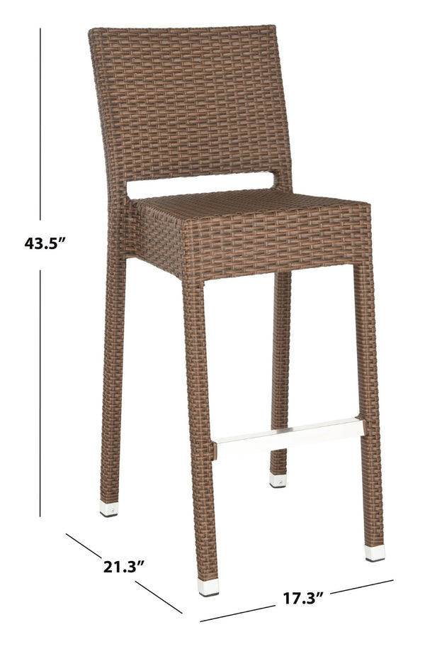 Safavieh Bethel Versatile Indoor Outdoor Bar Stool With Ergonomic Design For Comfort And Easy Maintenance Brown FOX5201B