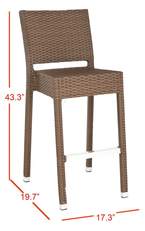 Safavieh Bethel Versatile Indoor Outdoor Bar Stool With Ergonomic Design For Comfort And Easy Maintenance Brown FOX5201B