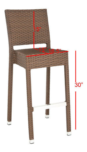 Safavieh Bethel Versatile Indoor Outdoor Bar Stool With Ergonomic Design For Comfort And Easy Maintenance Brown FOX5201B