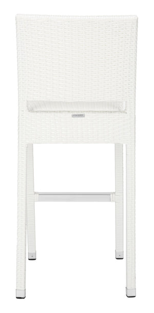 Safavieh BETHEL Stackable Barstool for Indoor & Outdoor Use | Durable Aluminum Frame & Stylish Design White FOX5201C