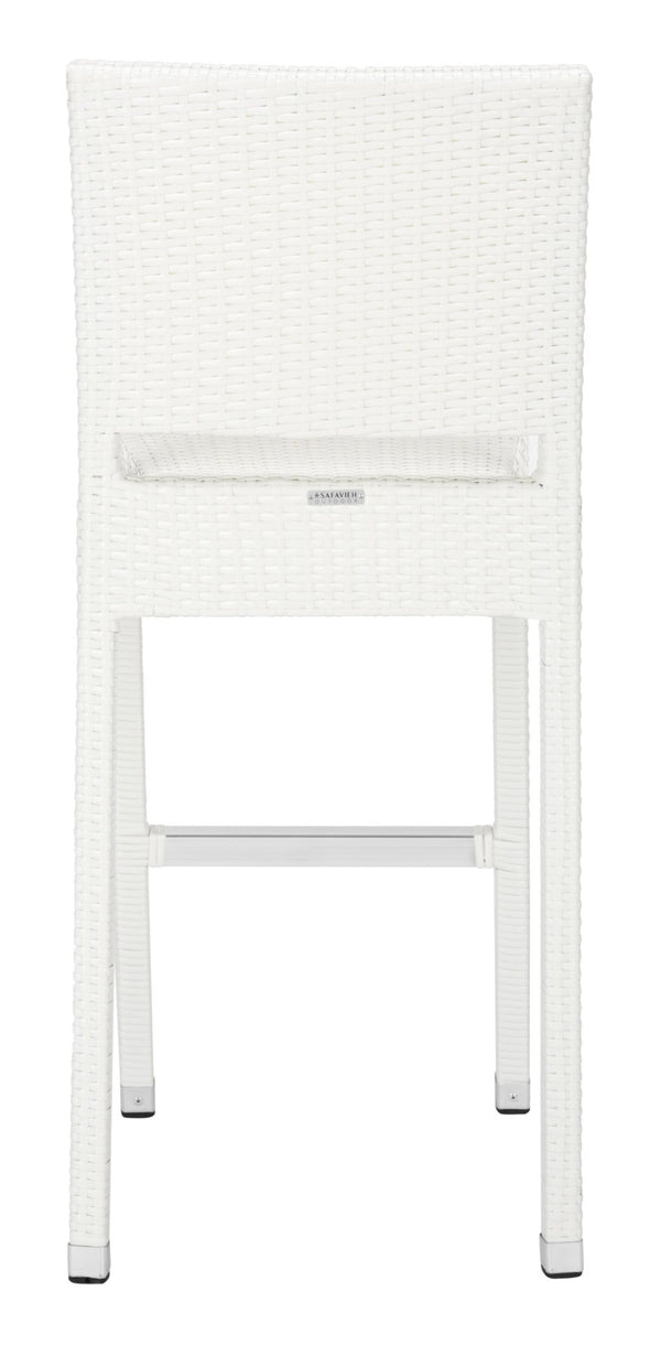 Safavieh BETHEL Stackable Barstool for Indoor & Outdoor Use | Durable Aluminum Frame & Stylish Design White FOX5201C