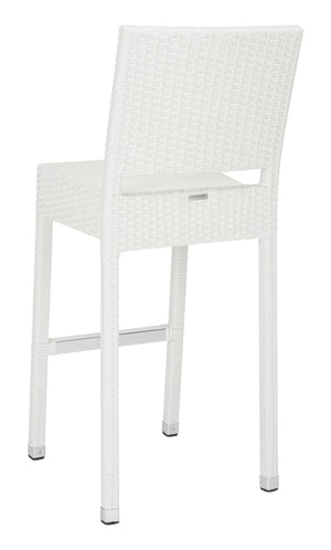 Safavieh BETHEL Stackable Barstool for Indoor & Outdoor Use | Durable Aluminum Frame & Stylish Design White FOX5201C