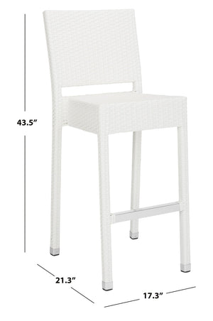 Safavieh BETHEL Stackable Barstool for Indoor & Outdoor Use | Durable Aluminum Frame & Stylish Design White FOX5201C