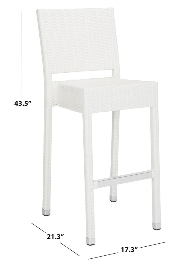 Safavieh BETHEL Stackable Barstool for Indoor & Outdoor Use | Durable Aluminum Frame & Stylish Design White FOX5201C