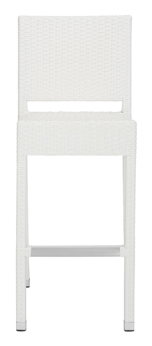 Safavieh BETHEL Stackable Barstool for Indoor & Outdoor Use | Durable Aluminum Frame & Stylish Design White FOX5201C