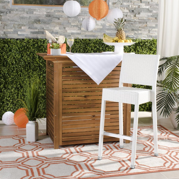 Safavieh BETHEL Stackable Barstool for Indoor & Outdoor Use | Durable Aluminum Frame & Stylish Design White FOX5201C
