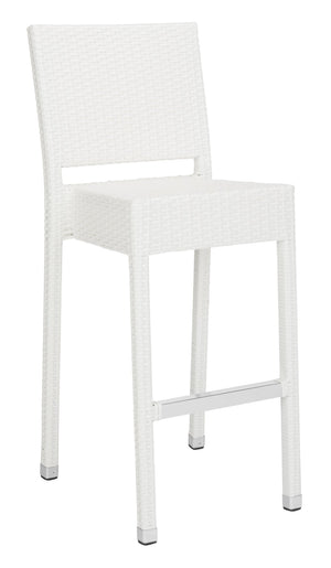 Safavieh BETHEL Stackable Barstool for Indoor & Outdoor Use | Durable Aluminum Frame & Stylish Design White FOX5201C