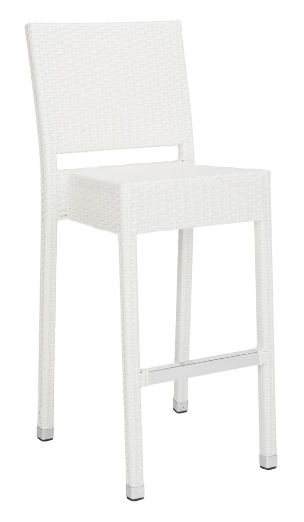 Safavieh BETHEL Stackable Barstool for Indoor & Outdoor Use | Durable Aluminum Frame & Stylish Design White FOX5201C