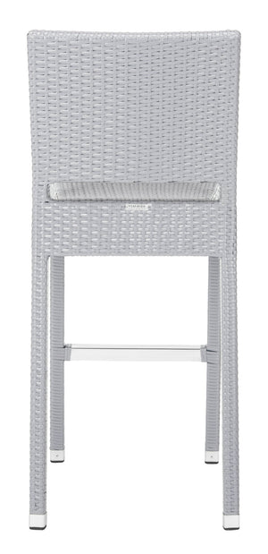 Safavieh BETHEL Stackable Barstool for Indoor & Outdoor Use | Durable Aluminum Frame & Stylish Design Grey FOX5201D
