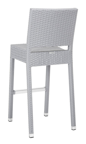Safavieh BETHEL Stackable Barstool for Indoor & Outdoor Use | Durable Aluminum Frame & Stylish Design Grey FOX5201D