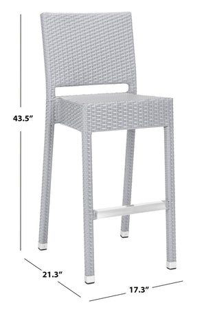 Safavieh BETHEL Stackable Barstool for Indoor & Outdoor Use | Durable Aluminum Frame & Stylish Design Grey FOX5201D