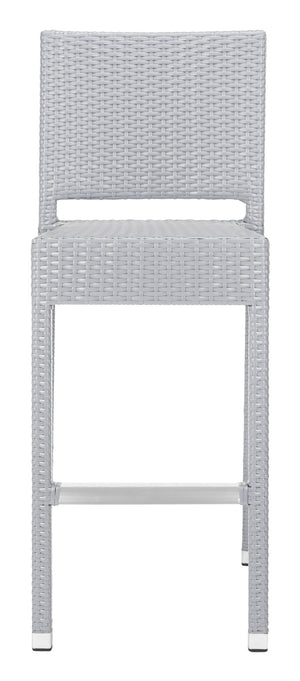 Safavieh BETHEL Stackable Barstool for Indoor & Outdoor Use | Durable Aluminum Frame & Stylish Design Grey FOX5201D