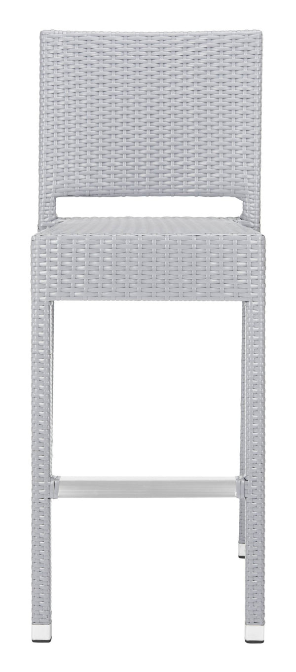Safavieh BETHEL Stackable Barstool for Indoor & Outdoor Use | Durable Aluminum Frame & Stylish Design Grey FOX5201D