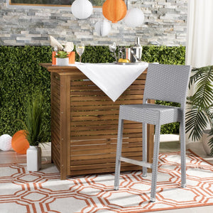 Safavieh BETHEL Stackable Barstool for Indoor & Outdoor Use | Durable Aluminum Frame & Stylish Design Grey FOX5201D