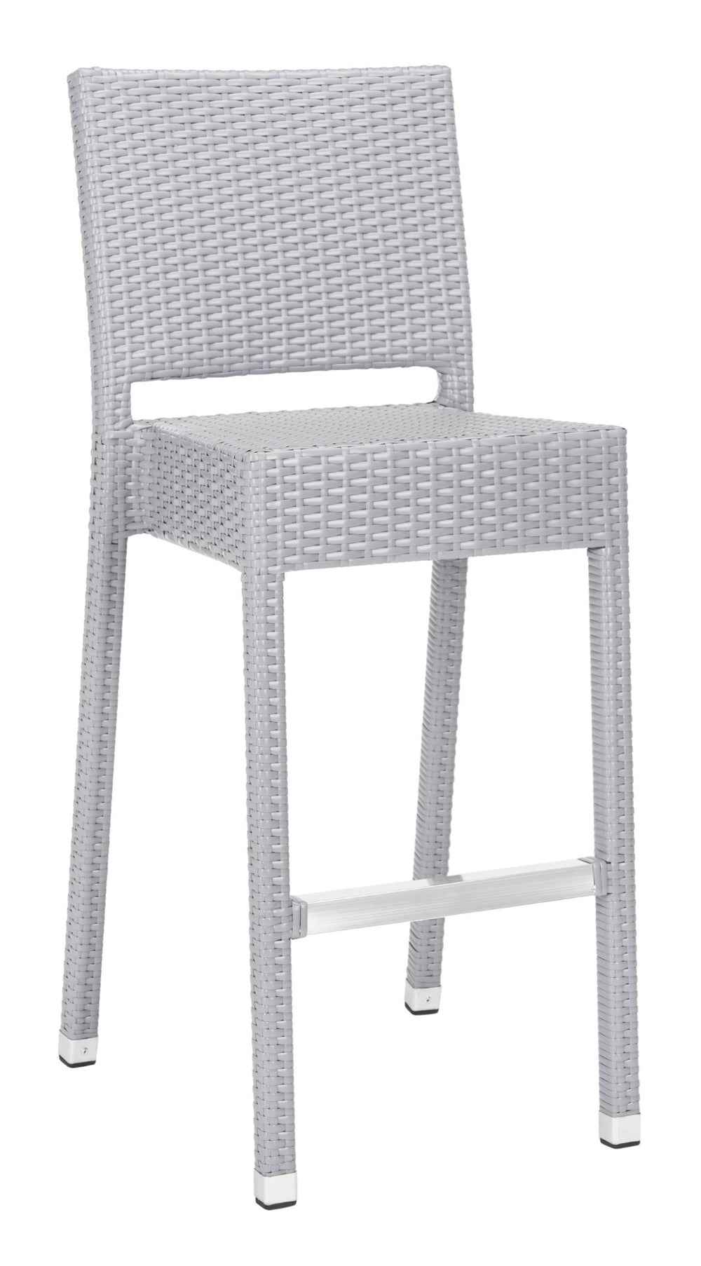 Safavieh BETHEL Stackable Barstool for Indoor & Outdoor Use | Durable Aluminum Frame & Stylish Design Grey FOX5201D