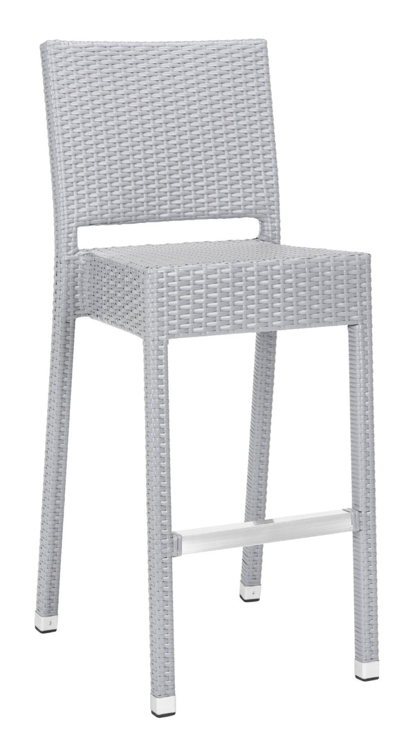Safavieh BETHEL Stackable Barstool for Indoor & Outdoor Use | Durable Aluminum Frame & Stylish Design Grey FOX5201D