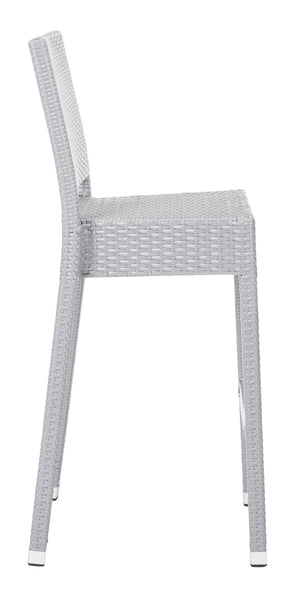 Safavieh BETHEL Stackable Barstool for Indoor & Outdoor Use | Durable Aluminum Frame & Stylish Design Grey FOX5201D