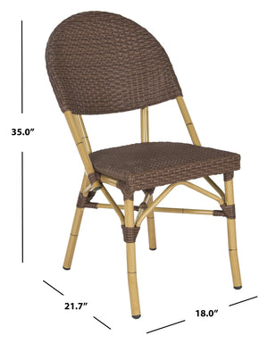 Safavieh BARROW Arm Chair Set of Two - Retro Tropical Style for Indoor & Outdoor Seating, Weather-Ready Design Brown FOX5203A-SET2
