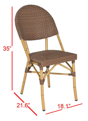Safavieh BARROW Arm Chair Set of Two - Retro Tropical Style for Indoor & Outdoor Seating, Weather-Ready Design Brown FOX5203A-SET2