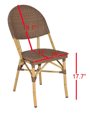 Safavieh BARROW Arm Chair Set of Two - Retro Tropical Style for Indoor & Outdoor Seating, Weather-Ready Design Brown FOX5203A-SET2