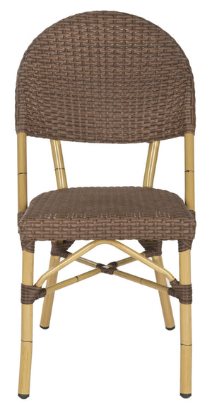 Safavieh BARROW Arm Chair Set of Two - Retro Tropical Style for Indoor & Outdoor Seating, Weather-Ready Design Brown FOX5203A-SET2