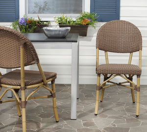 Safavieh BARROW Arm Chair Set of Two - Retro Tropical Style for Indoor & Outdoor Seating, Weather-Ready Design Brown FOX5203A-SET2