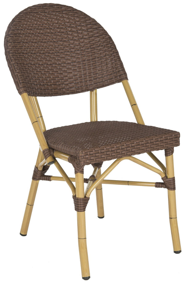 Safavieh BARROW Arm Chair Set of Two - Retro Tropical Style for Indoor & Outdoor Seating, Weather-Ready Design Brown FOX5203A-SET2