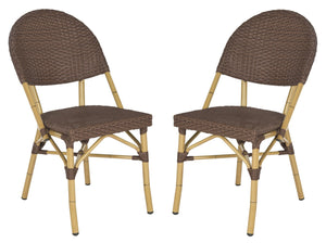 Safavieh BARROW Arm Chair Set of Two - Retro Tropical Style for Indoor & Outdoor Seating, Weather-Ready Design Brown FOX5203A-SET2