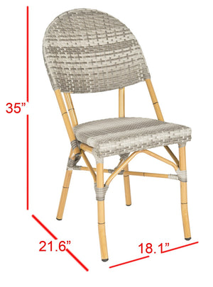 Safavieh BARROW Arm Chair Set of Two - Retro Tropical Style for Indoor & Outdoor Seating, Weather-Ready Design Grey FOX5203B-SET2