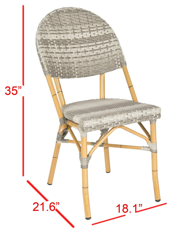 Safavieh BARROW Arm Chair Set of Two - Retro Tropical Style for Indoor & Outdoor Seating, Weather-Ready Design Grey FOX5203B-SET2