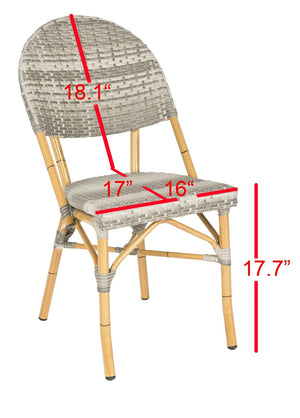 Safavieh BARROW Arm Chair Set of Two - Retro Tropical Style for Indoor & Outdoor Seating, Weather-Ready Design Grey FOX5203B-SET2