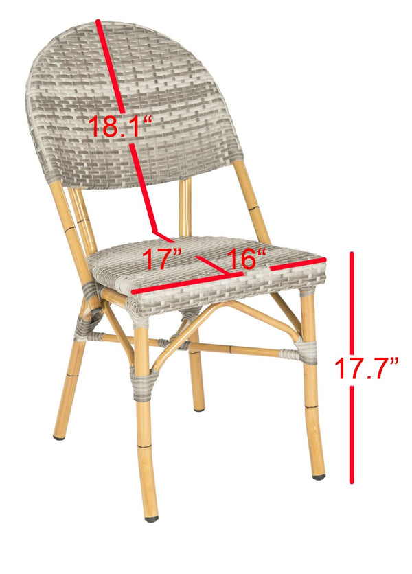 Safavieh BARROW Arm Chair Set of Two - Retro Tropical Style for Indoor & Outdoor Seating, Weather-Ready Design Grey FOX5203B-SET2