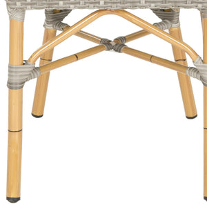 Safavieh BARROW Arm Chair Set of Two - Retro Tropical Style for Indoor & Outdoor Seating, Weather-Ready Design Grey FOX5203B-SET2